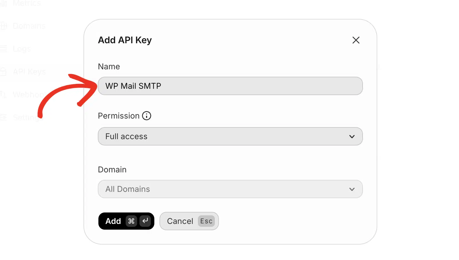 Enter API Key name