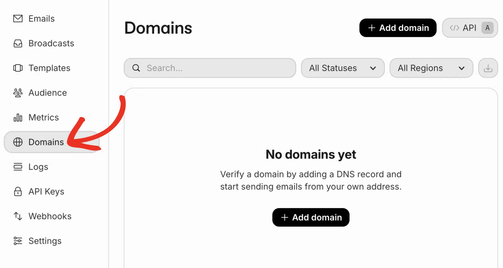 Navigate to Domains