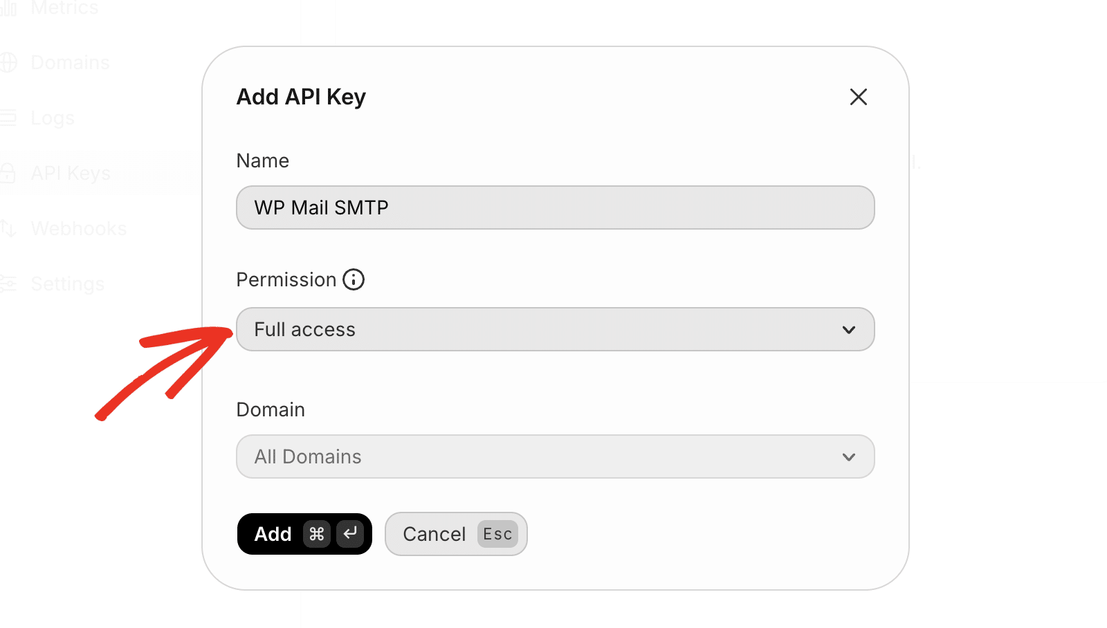 Régler l'autorisation sur Accès complet