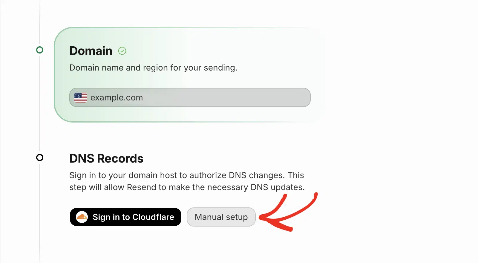 Manual setup option