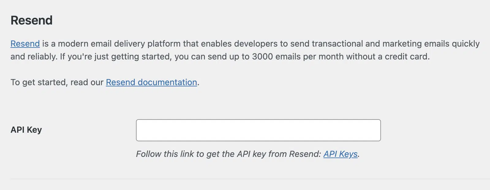 Resend configuration options