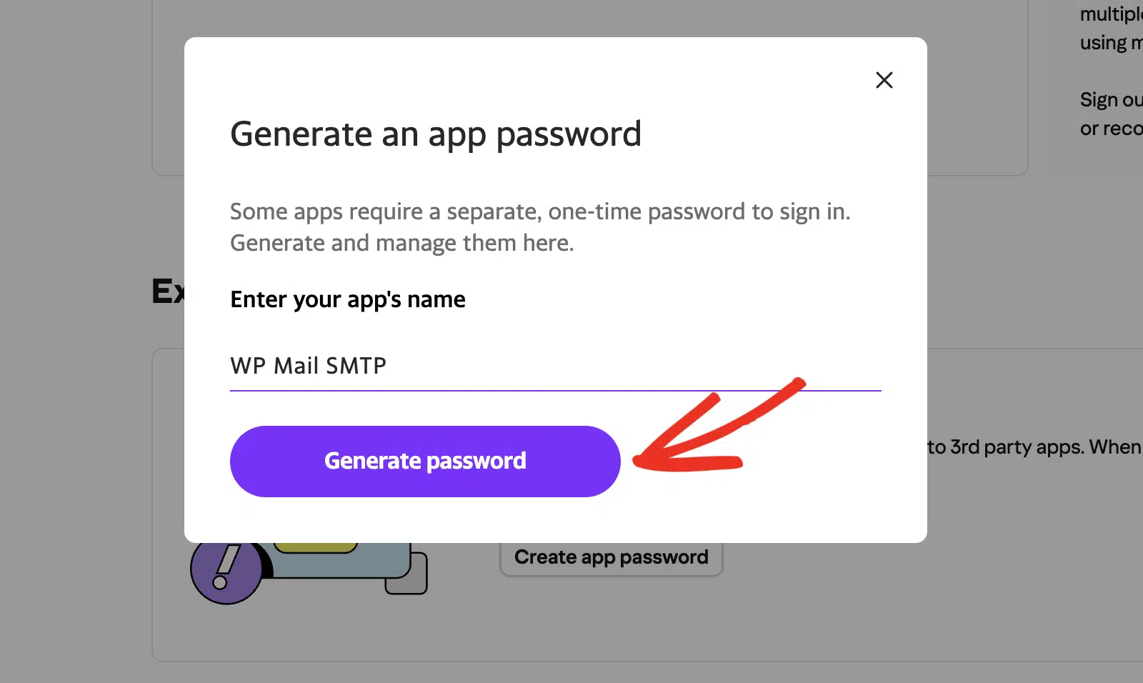 Generate WP Mail SMTP password in Yahoo