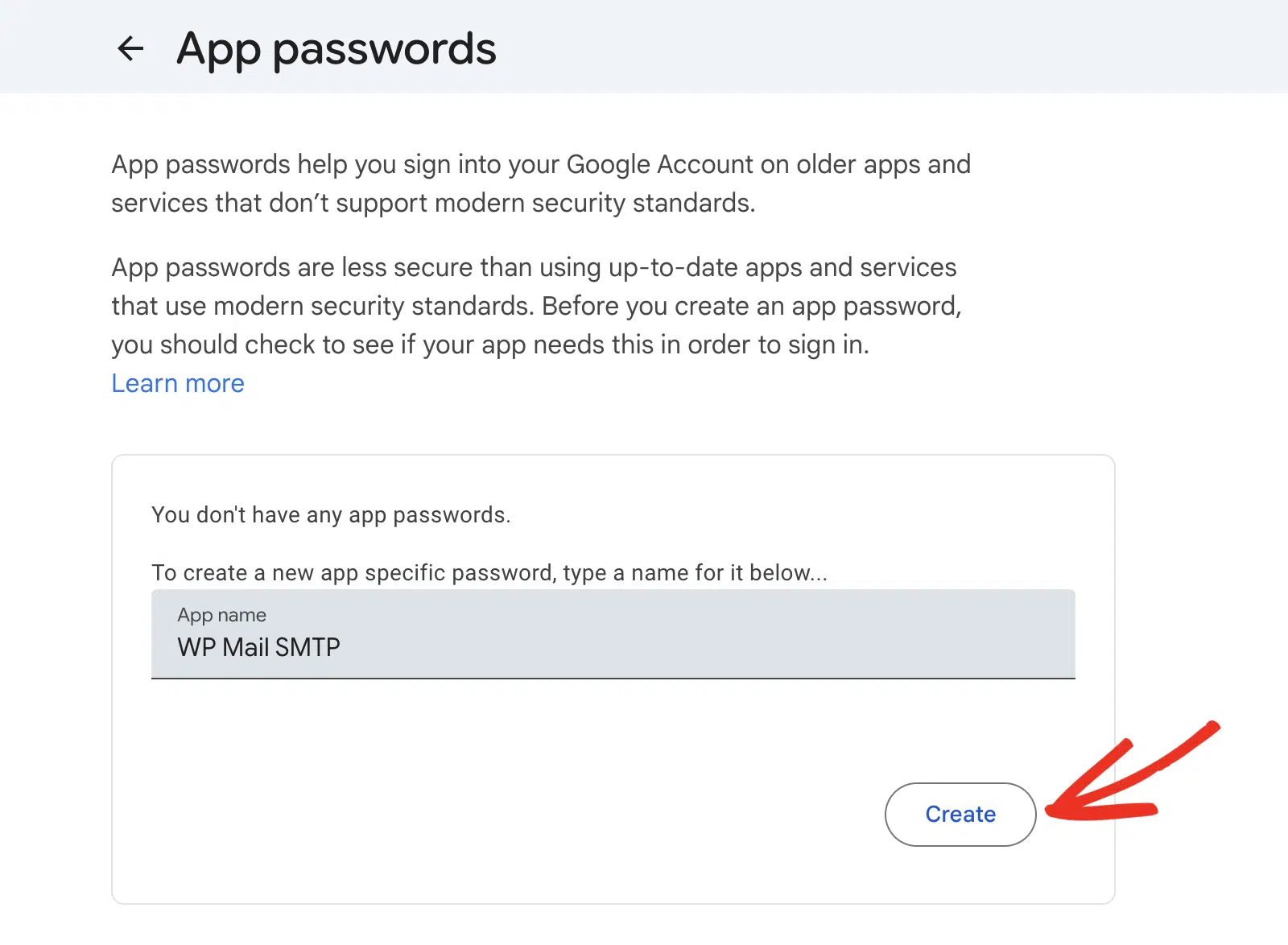 Add name for app password