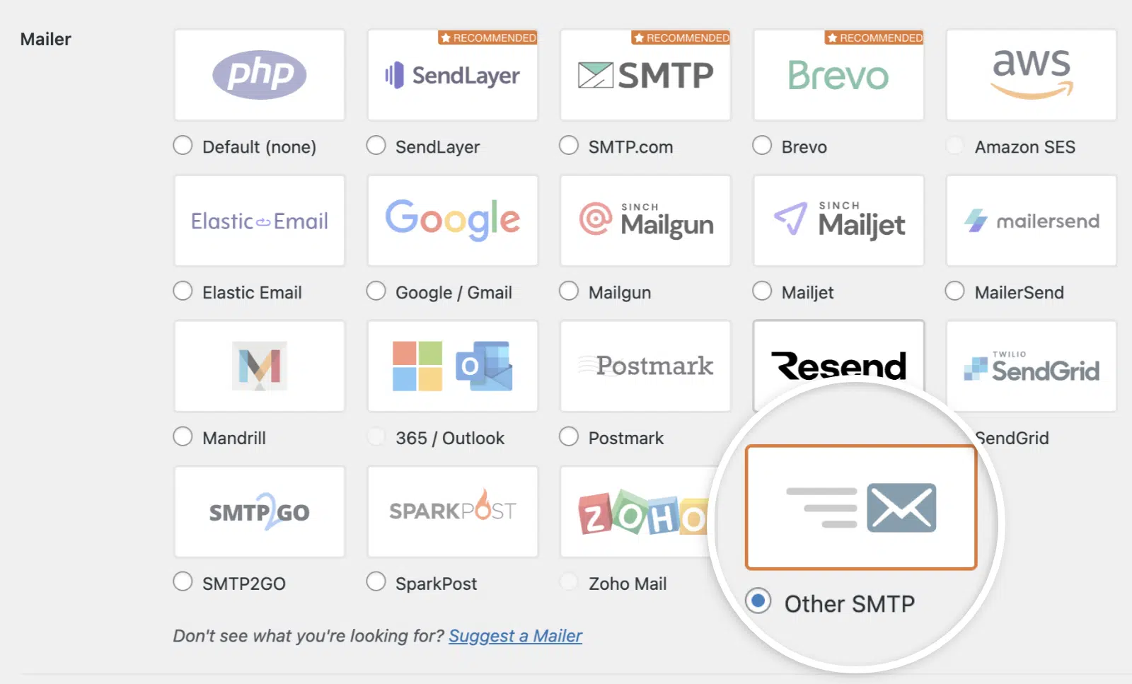 Otro remitente SMTP