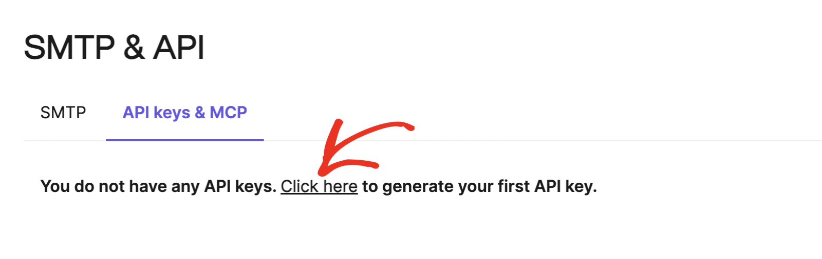 Fare clic qui per generare la chiave API