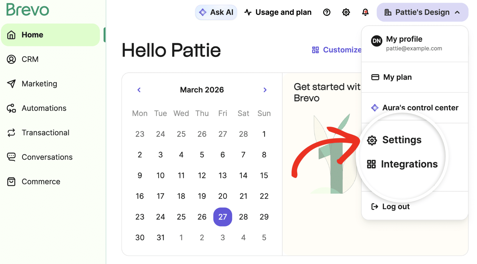 Impostazioni dell'account Brevo