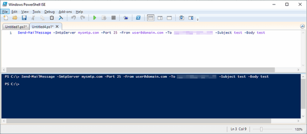 prueba de SMTP en PowerShell