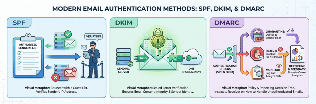 spf dkim dmarc illustration