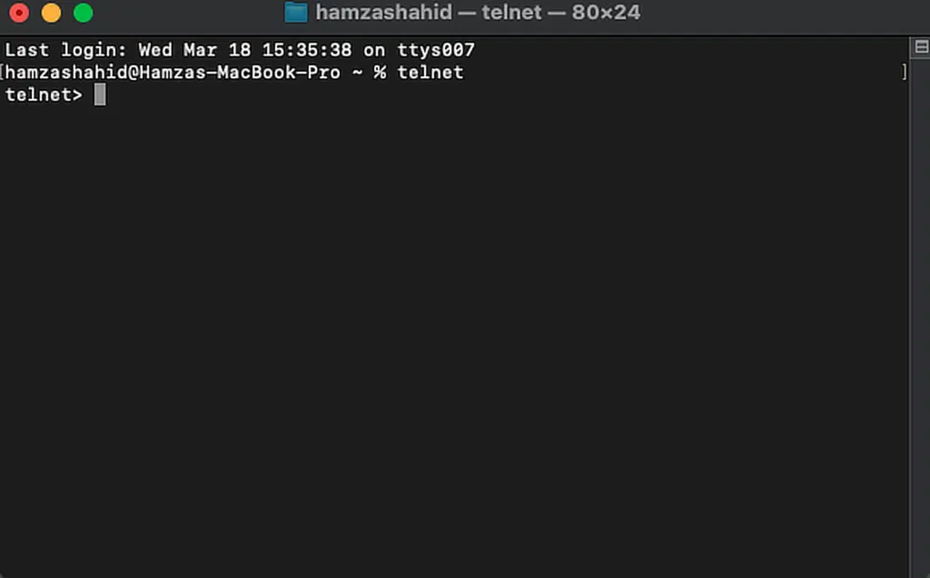 Vérification Telnet du terminal