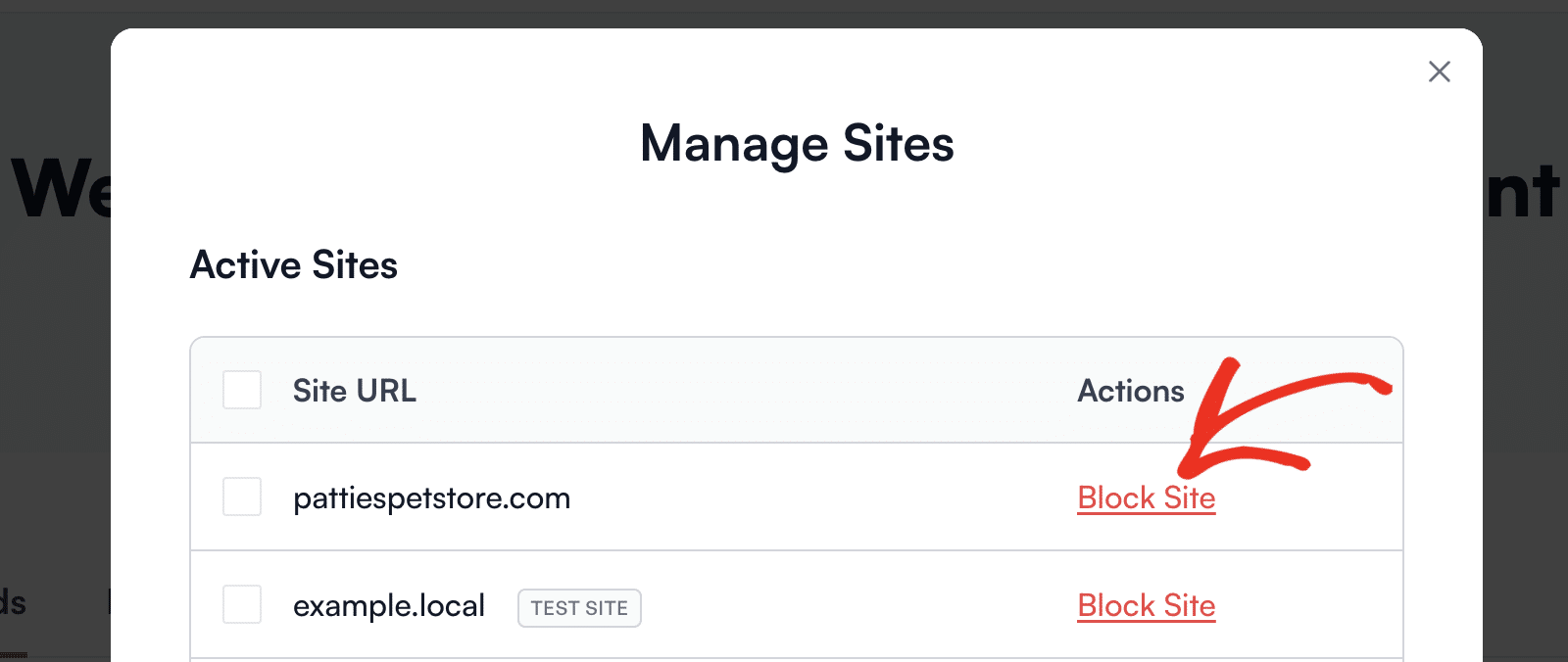 Disattivare il link al sito