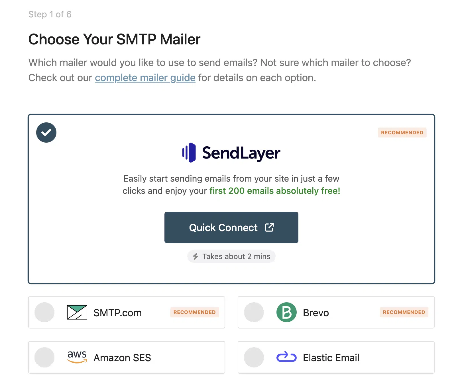Choose mailer option