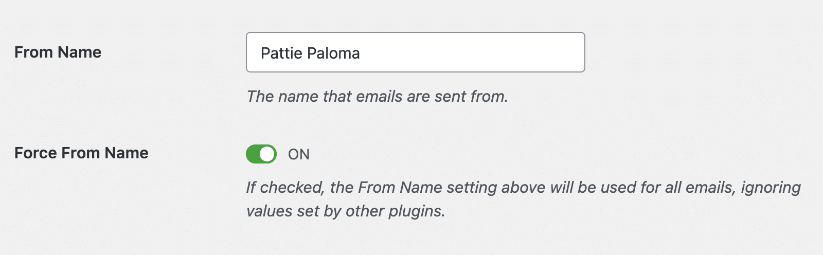 「差出人名」の設定