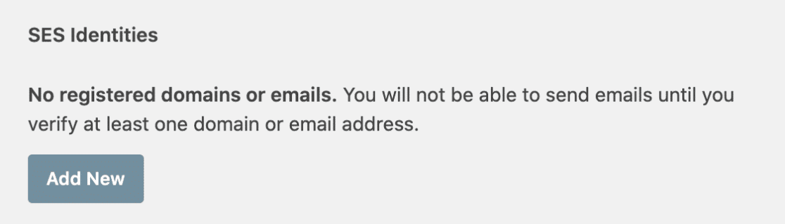 Botón «Añadir nueva identidad SES» en WP Mail SMTP