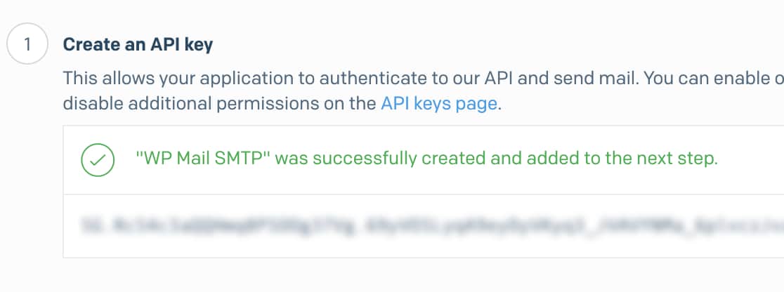 生成された SendGrid API キー