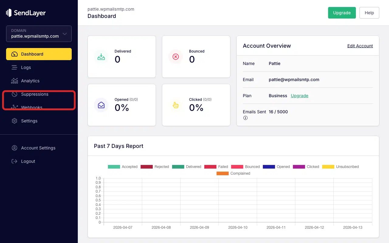 Click Suppressions in the sidebar