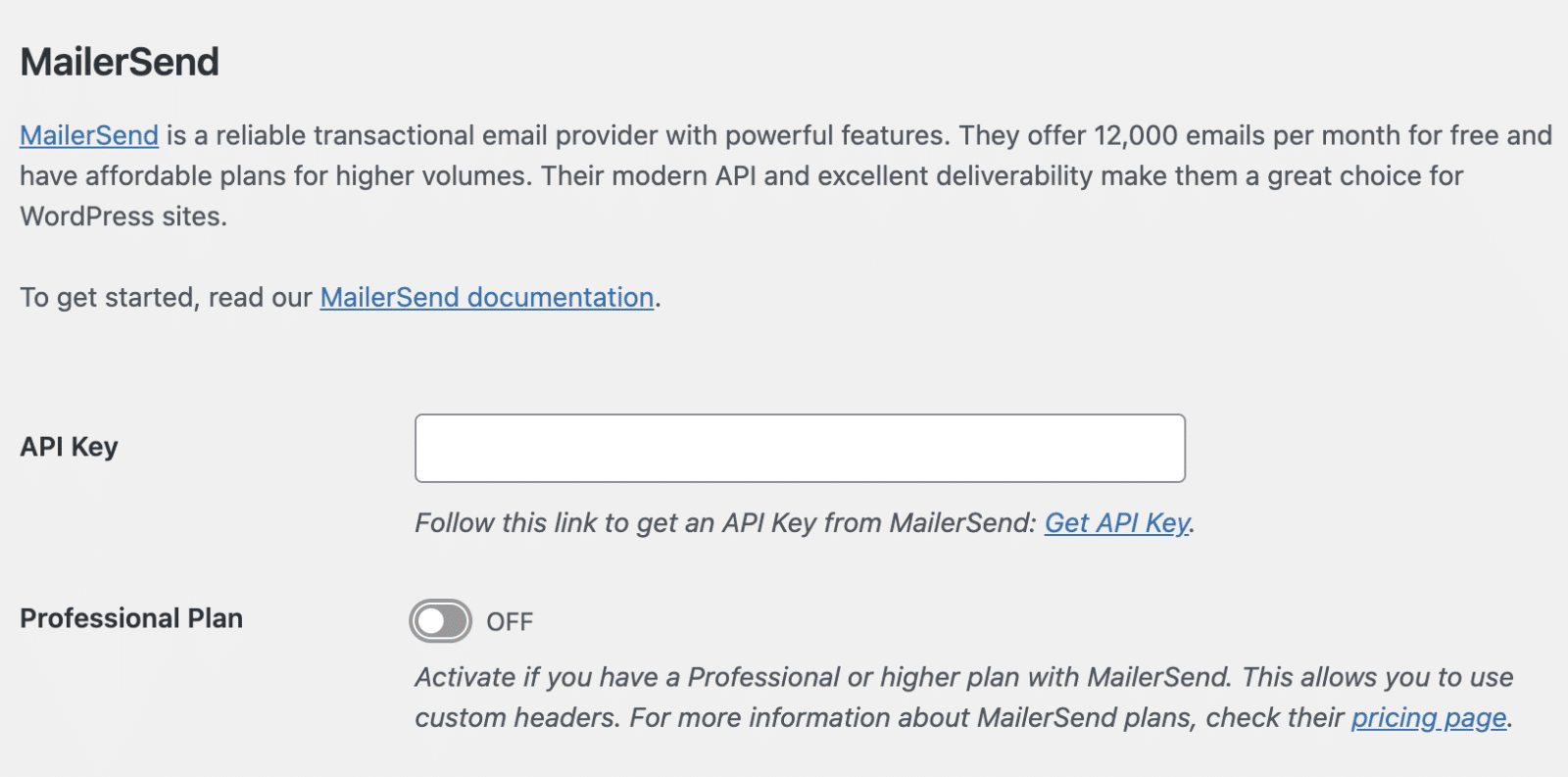 WP Mail SMTP MailerSend settings page