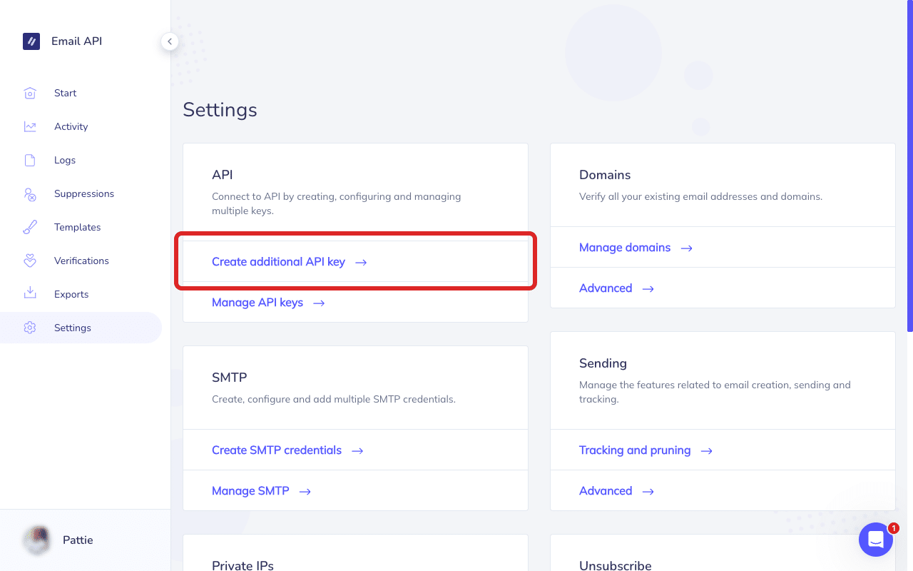 Haz clic en «Crear clave API adicional»