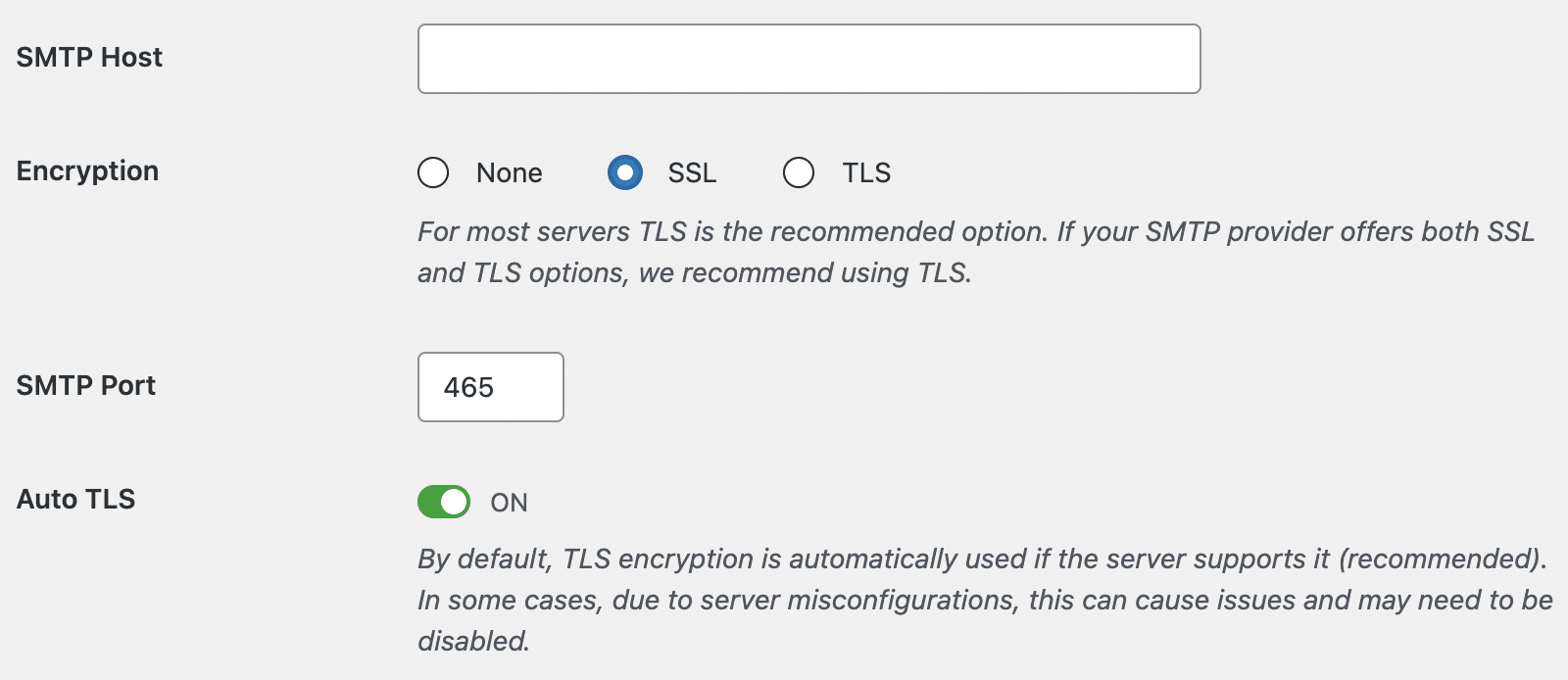 ssl-encryption - WP Mail SMTP Método de encriptação SSL