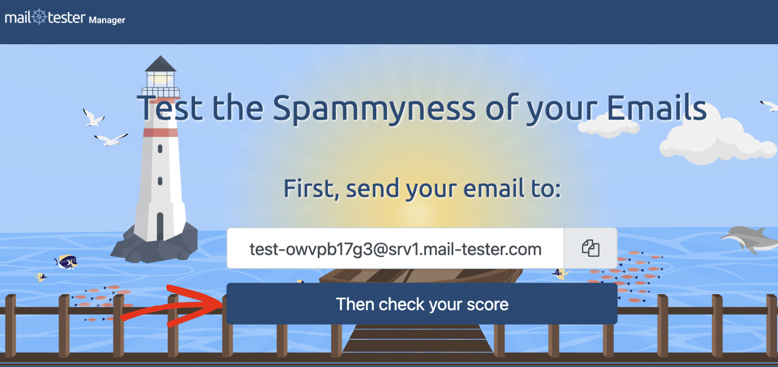 mail-tester.com results page showing a deliverability score out of 10