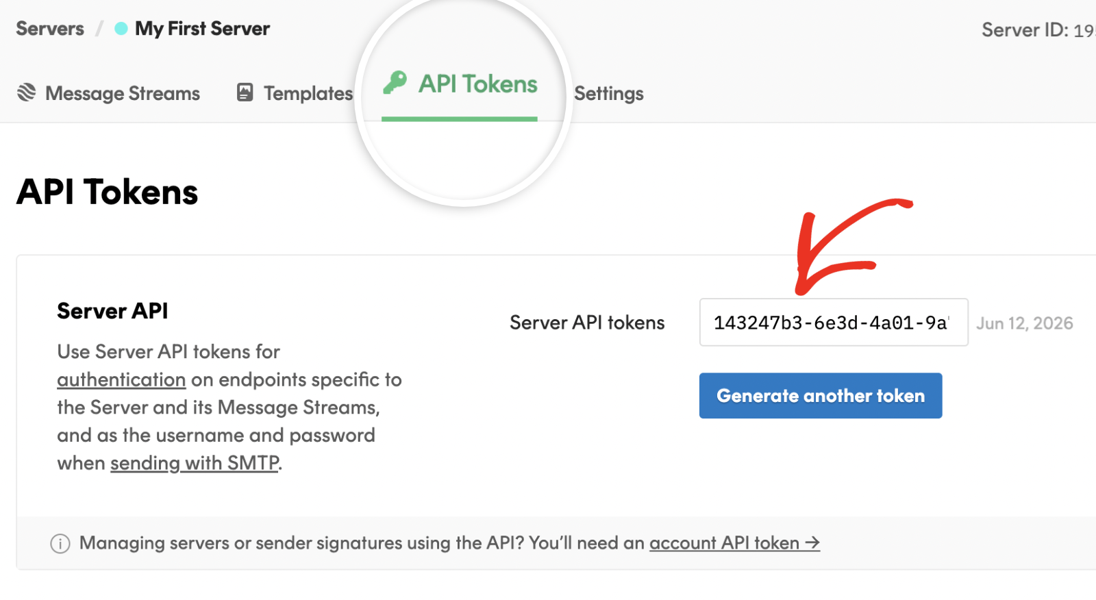 Postmark review: Copy server API token
