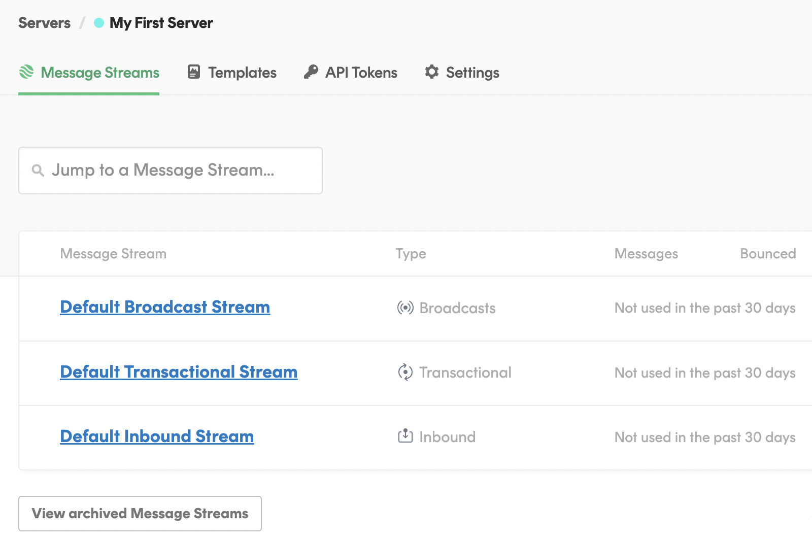 Postmark message stream