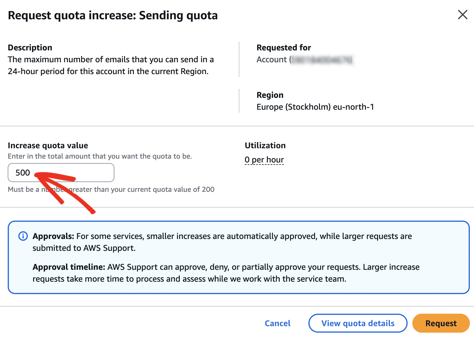 Entering a new quota value