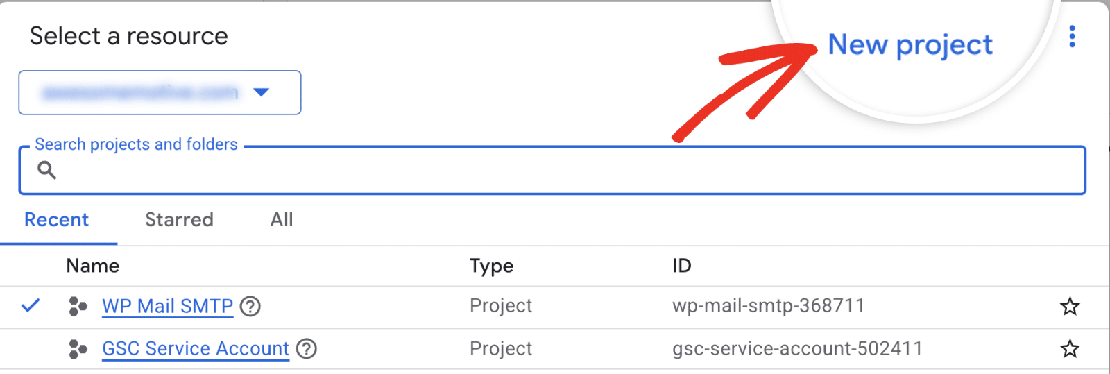Escolhendo configurar um novo projeto para um aplicativo no Google Cloud
