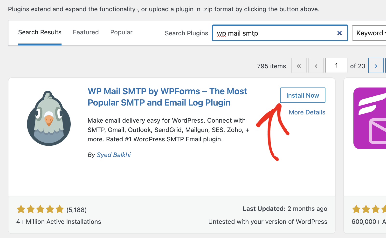 Install WP Mail SMTP plugin
