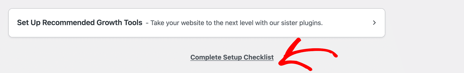Il fondo della pagina Checklist di configurazione con il link Completa la checklist di configurazione evidenziato