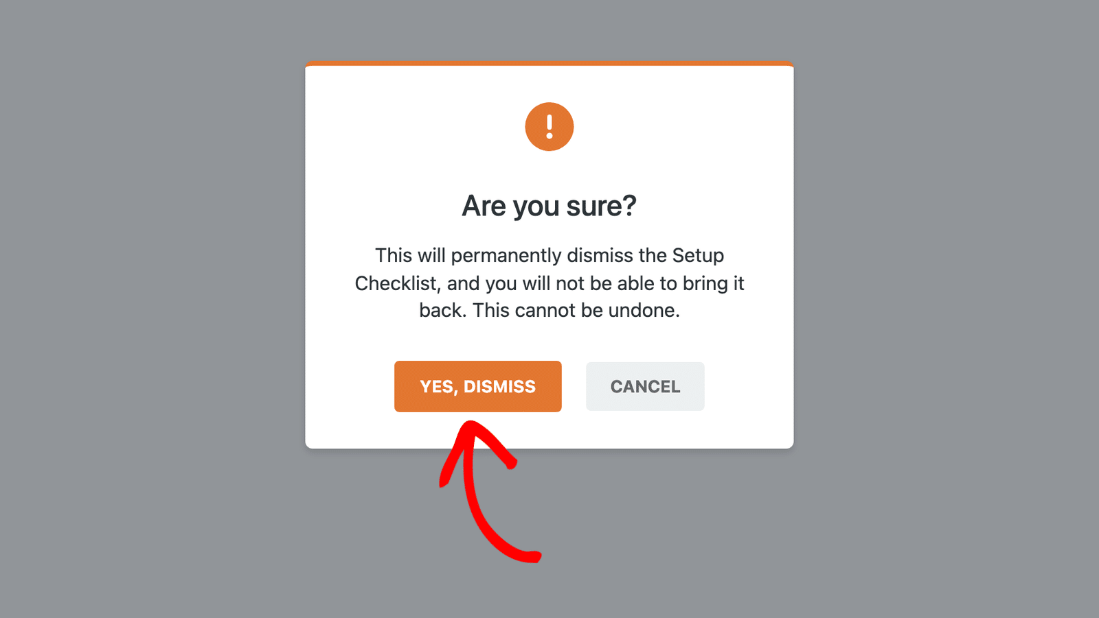 Il popup di conferma "Sei sicuro?" con i pulsanti Sì, ignora e Annulla